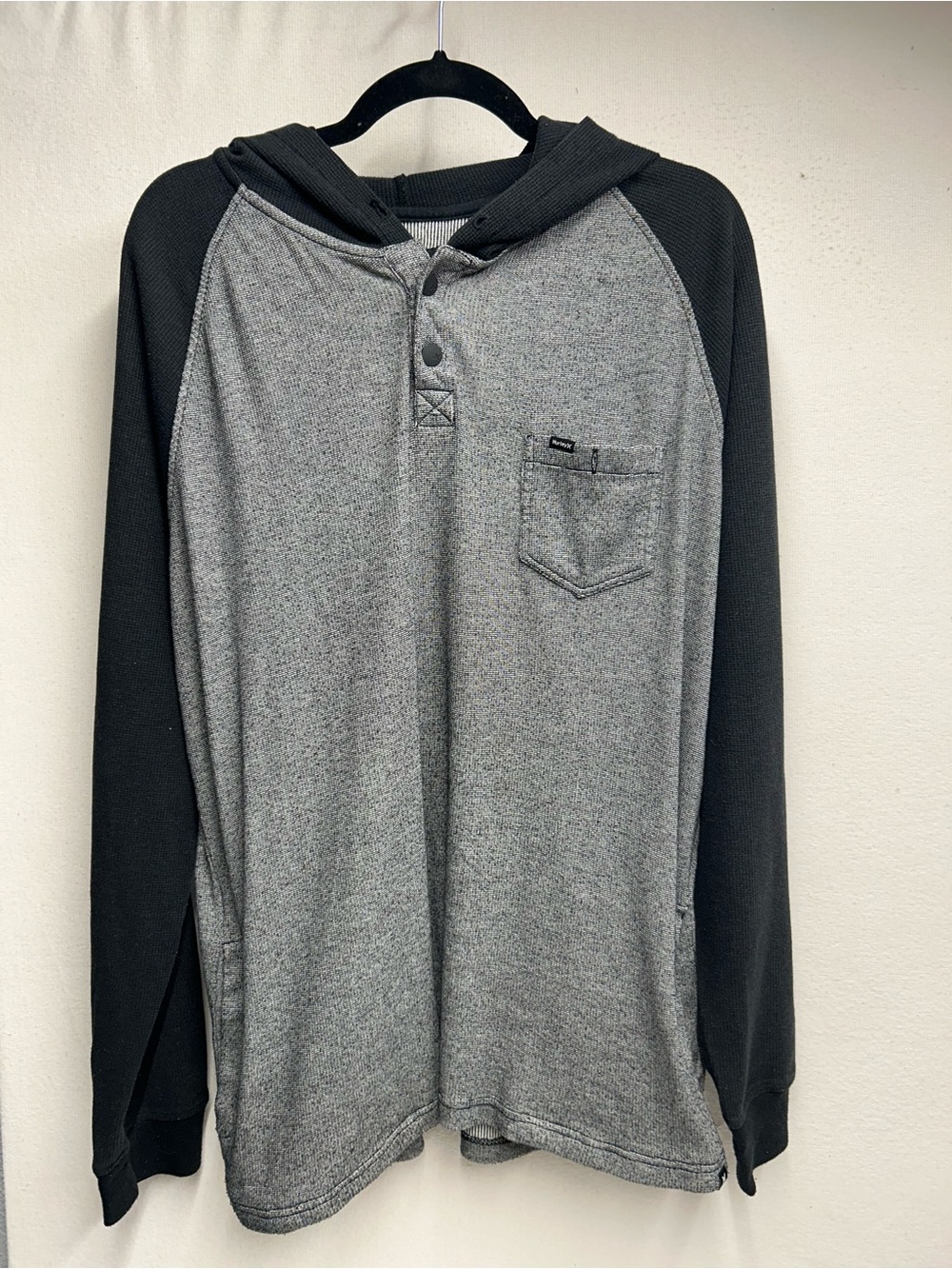 Hurley Gray Body with Black Raglan Hooded Henley